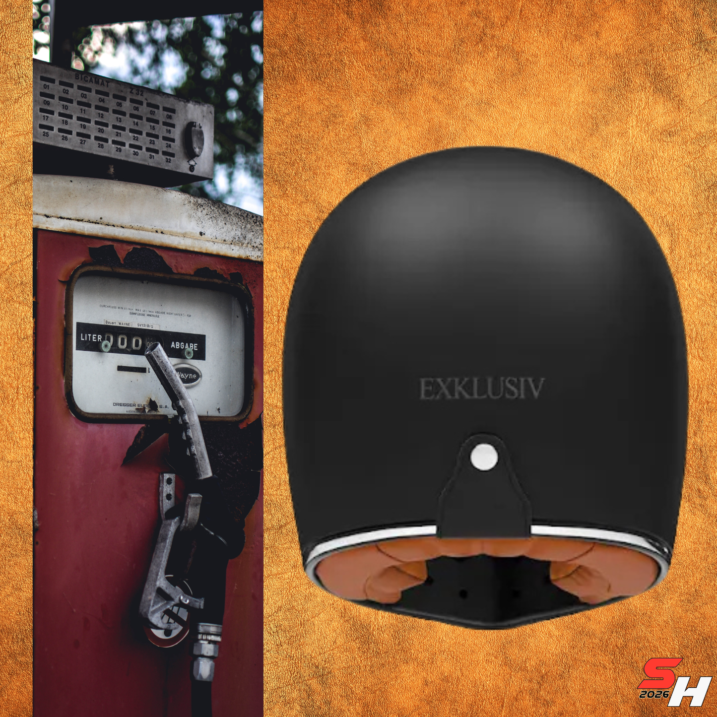 Matte black vintage off-road helmet