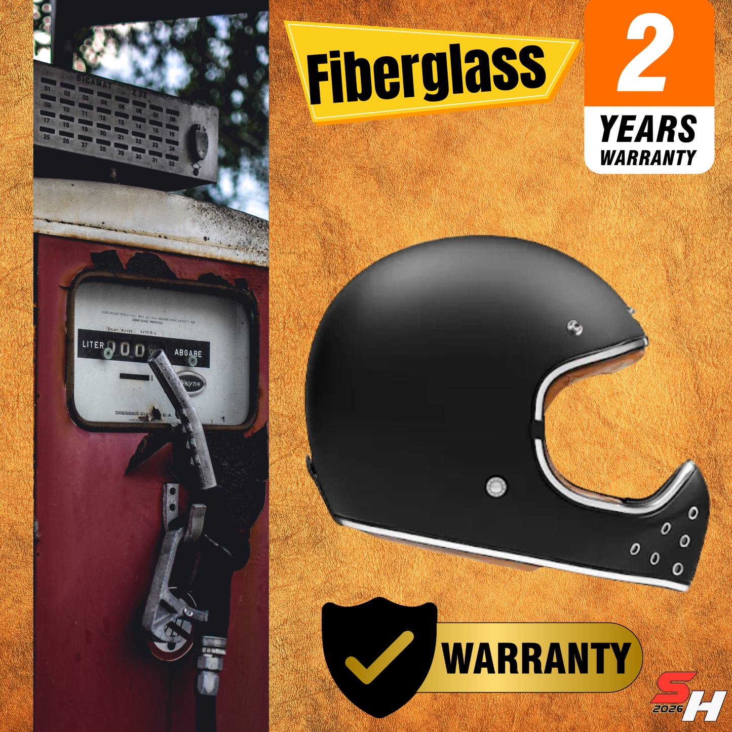 Matte black vintage off-road helmet