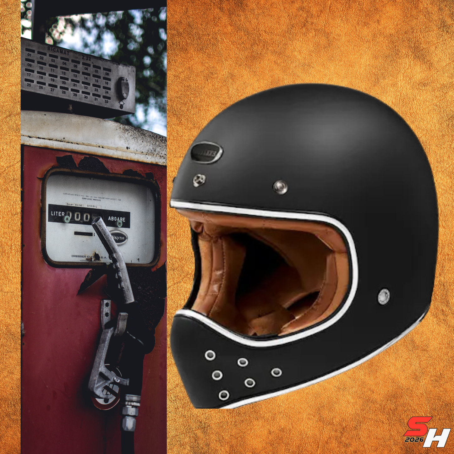 Matte black vintage off-road helmet