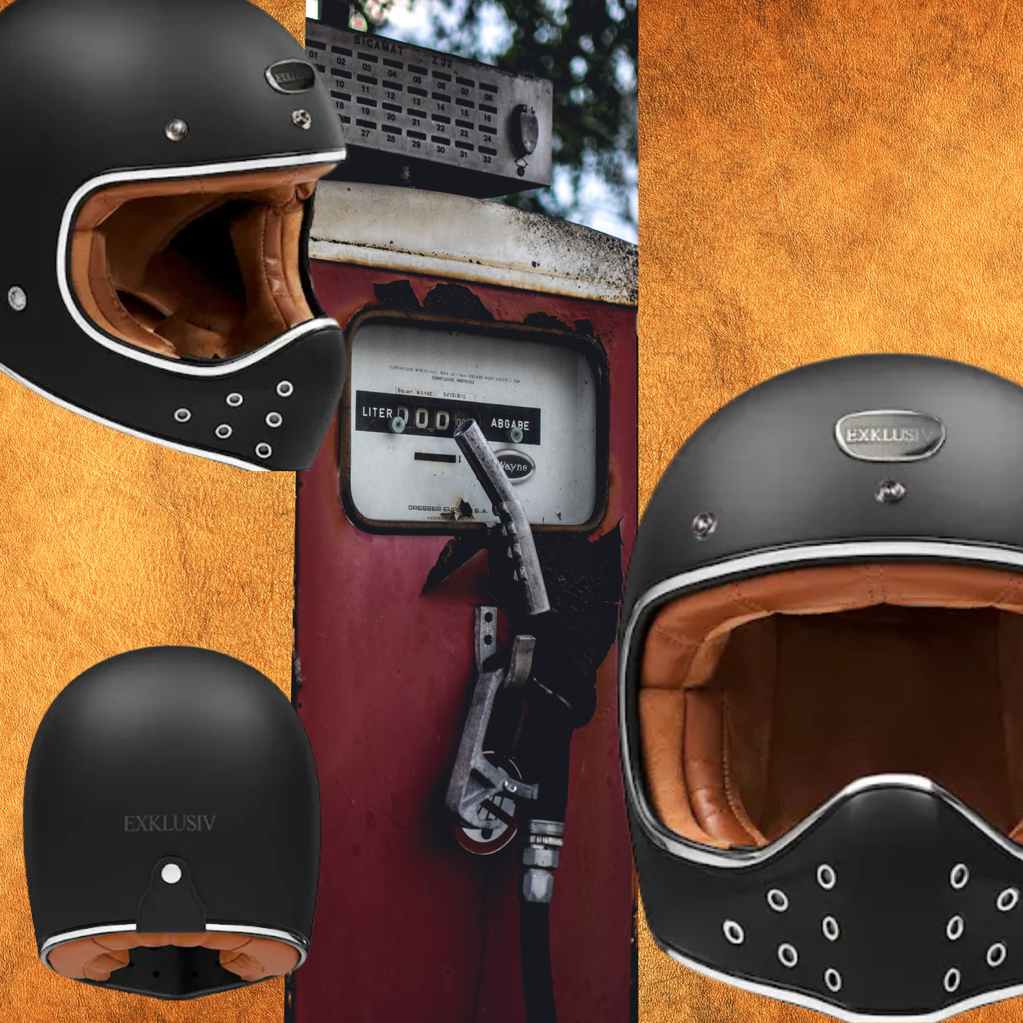 Matte black vintage off-road helmet