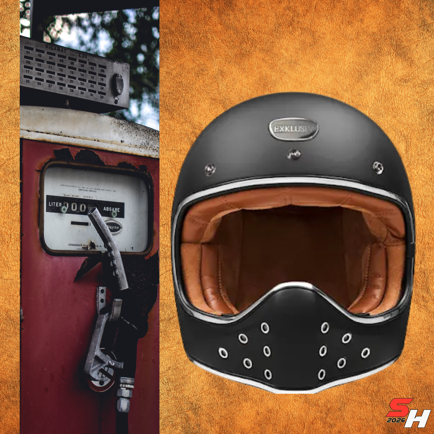 Matte black vintage off-road helmet