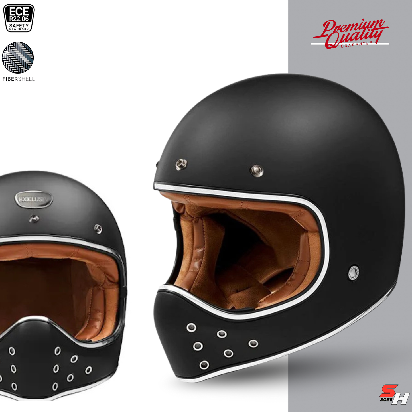 Matte black vintage off-road helmet