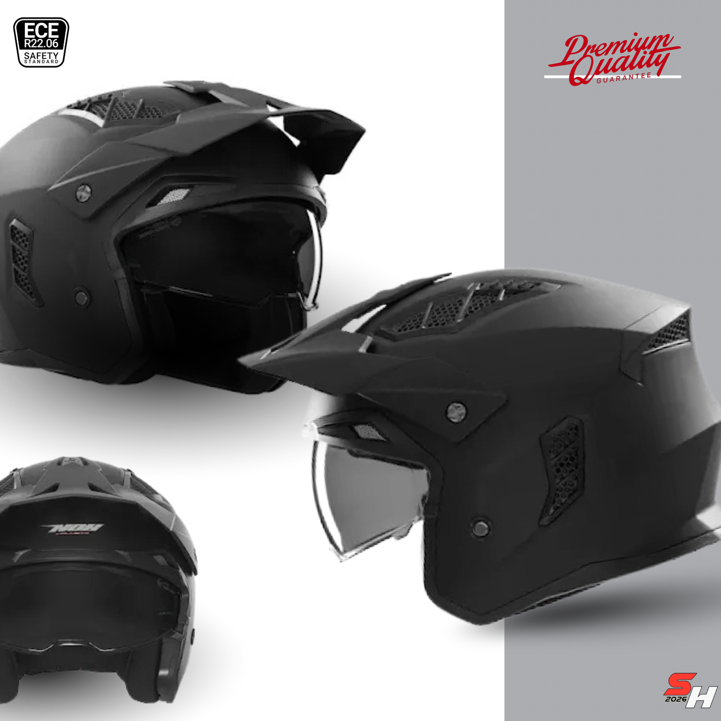 Jet helmet with matt black visor